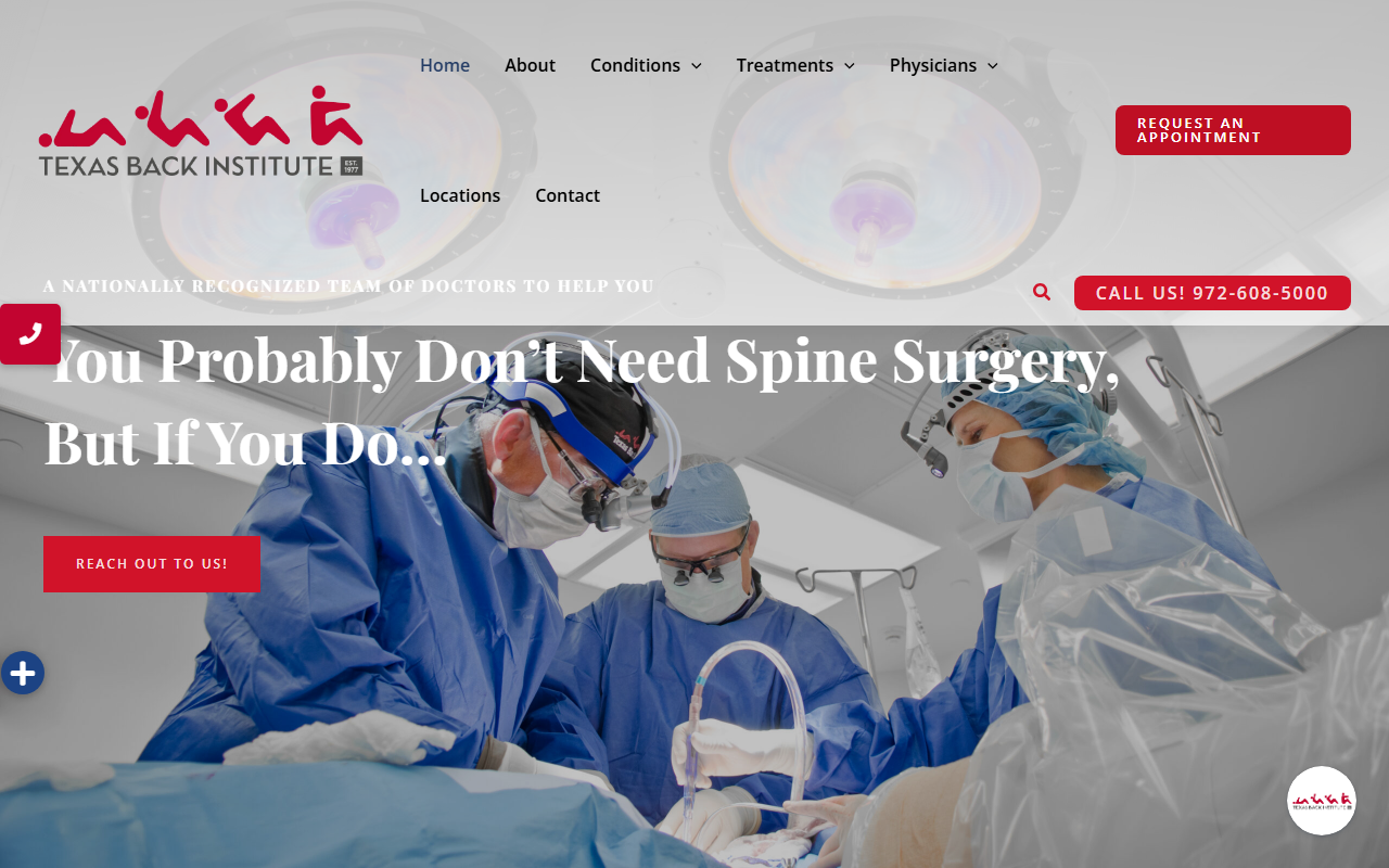 Texas Back Institute Screenshot