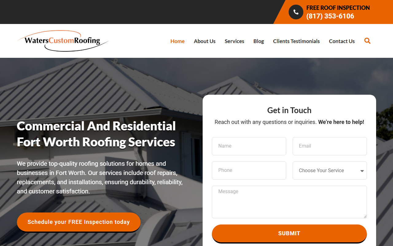 Waters Custom Roofing Screenshot